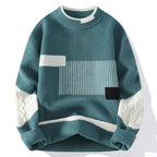 Men's Geometric Panel Sweater | Heavyweight Cotton Rib Knit - image 2