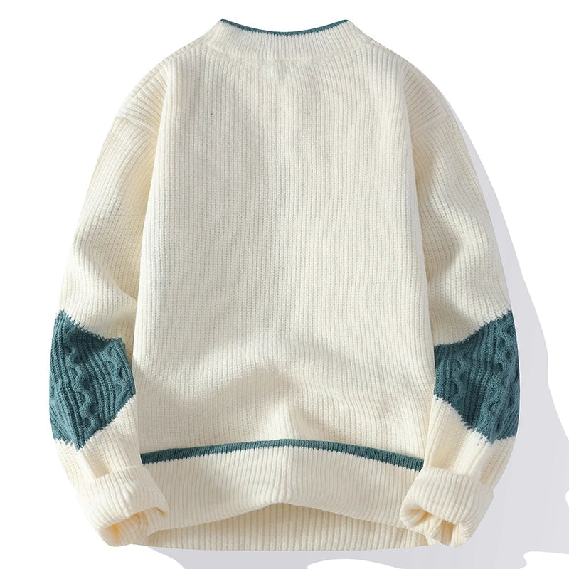Men's Geometric Panel Sweater | Heavyweight Cotton Rib Knit - image 5