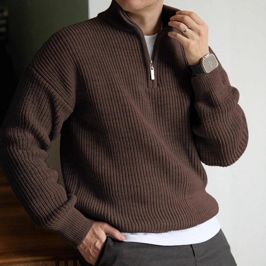 Men's Half Zip Sweater | Ribbed Heavyweight Knit - image 1