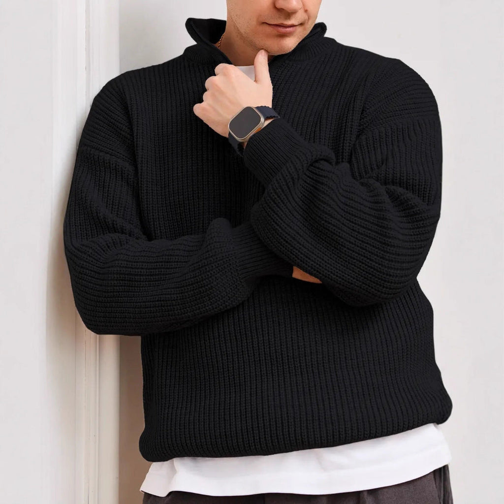 Men's Half Zip Sweater | Ribbed Heavyweight Knit - image 3