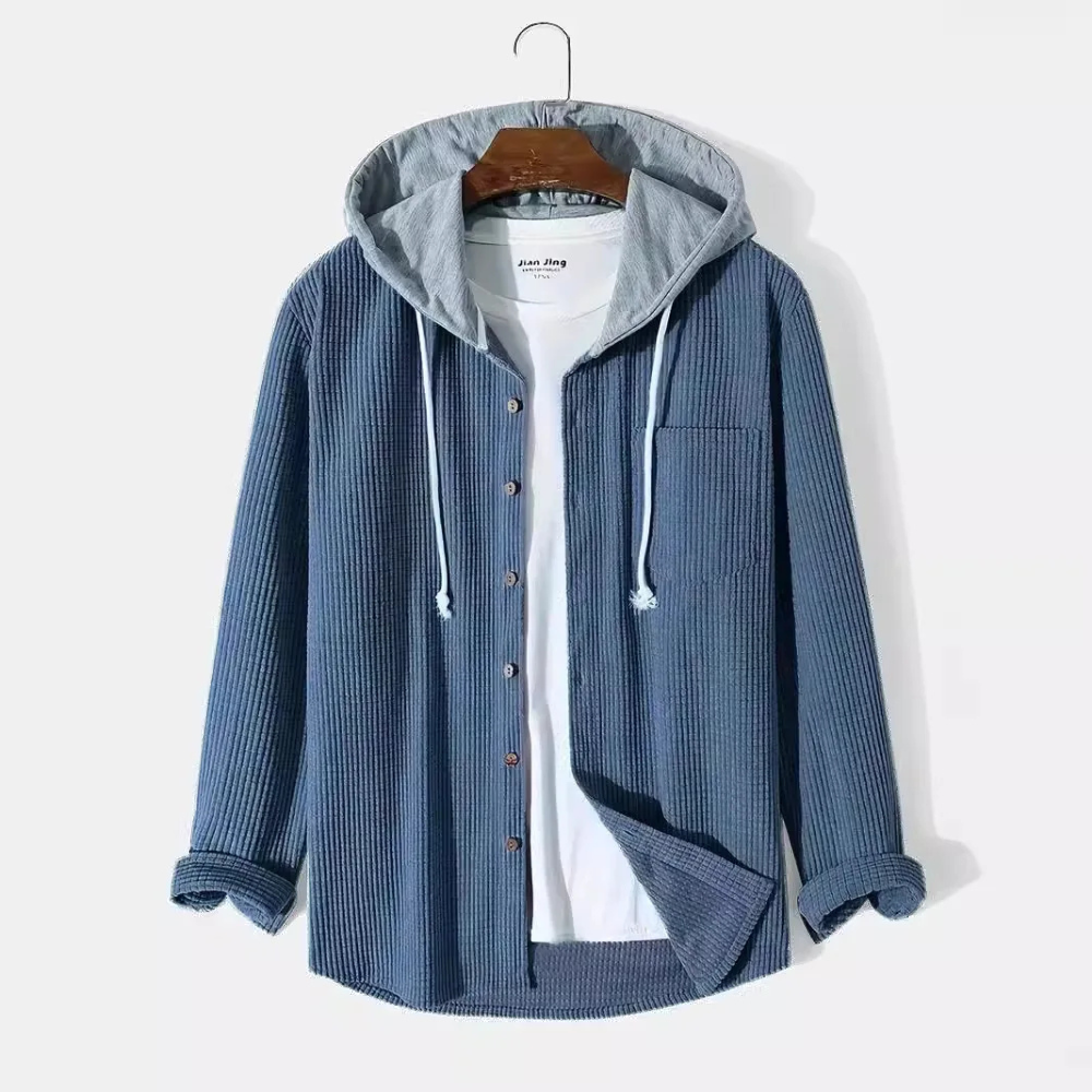 Men's Hooded Corduroy Shirt | Button Front Overshirt - image 7