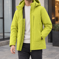 Hooded Jacket in Lime Green showing the quilted lining and adjustable cuff tabs.