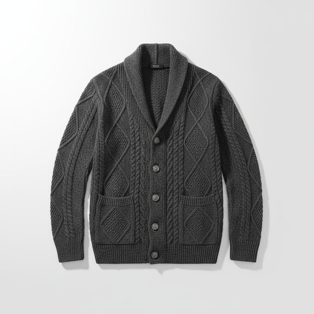 Men's Knitted Wool Cardigan | Soft Structured Button Front Layer - image 13