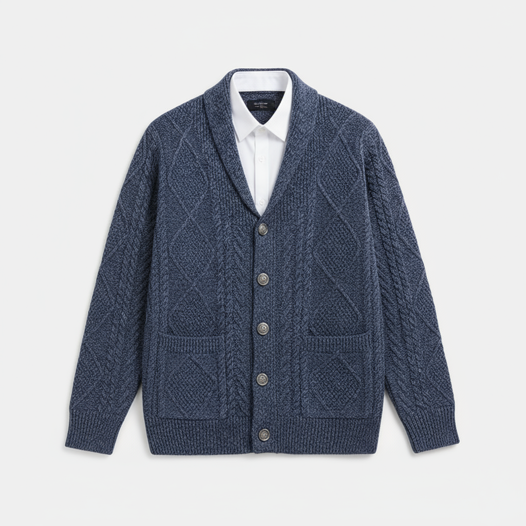 Men's Knitted Wool Cardigan | Soft Structured Button Front Layer - image 15