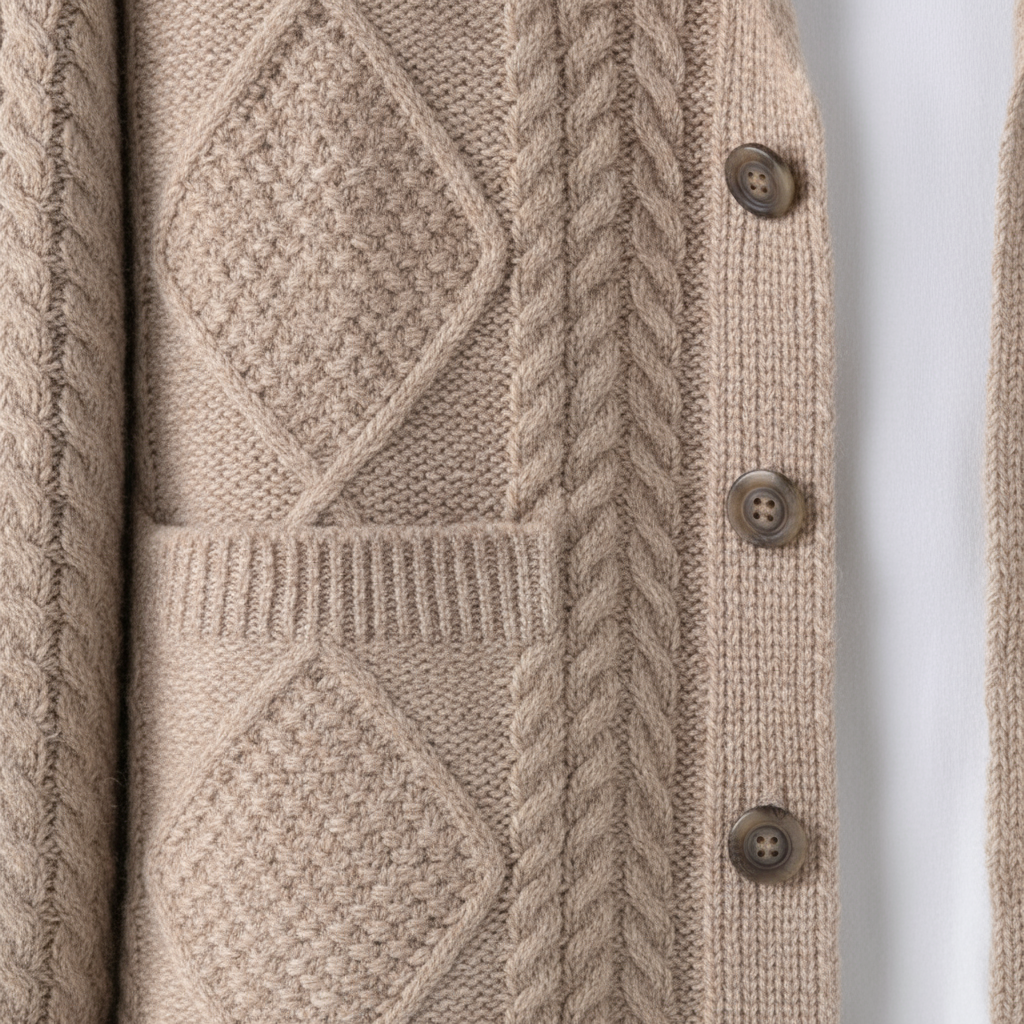 Men's Knitted Wool Cardigan | Soft Structured Button Front Layer - image 2