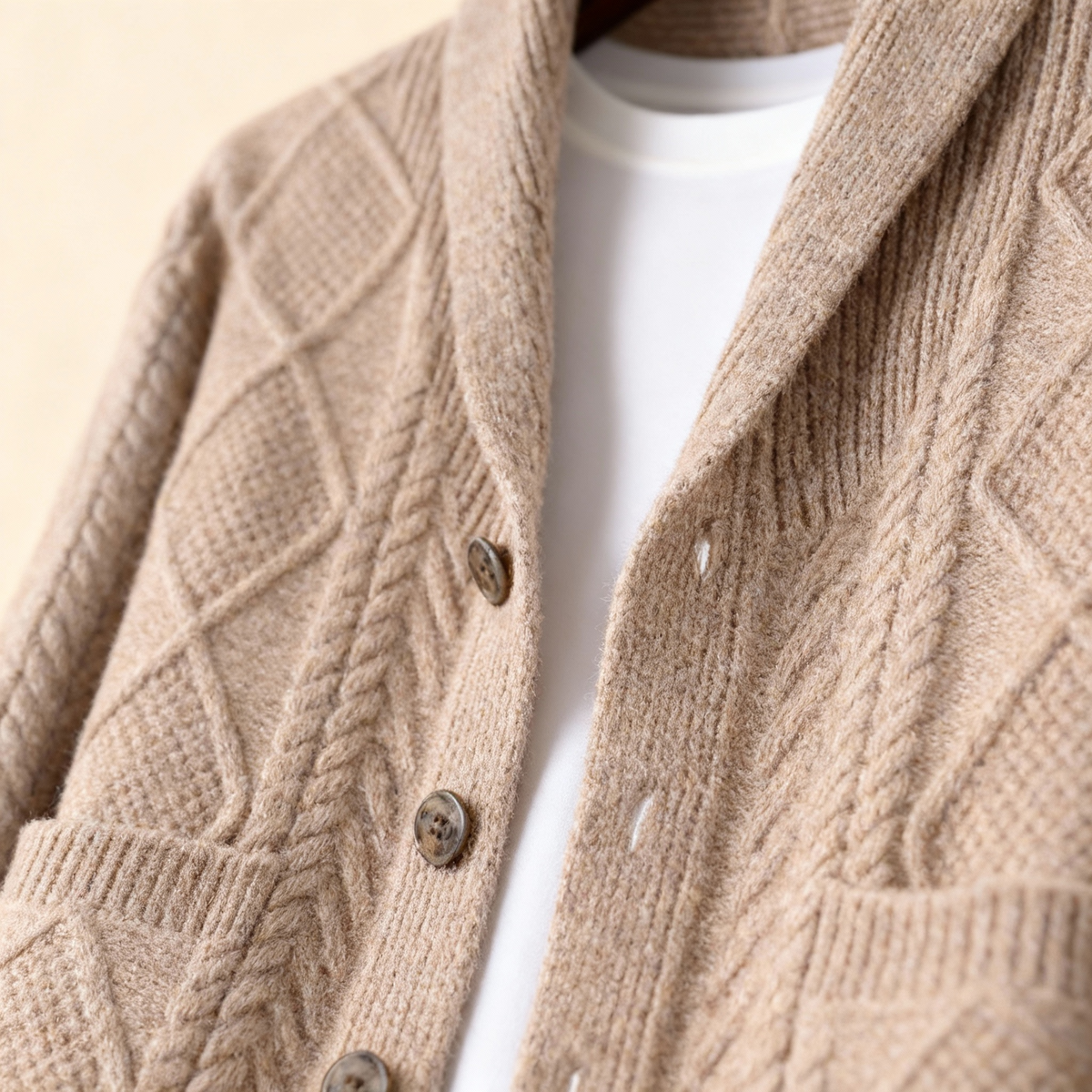 Men's Knitted Wool Cardigan | Soft Structured Button Front Layer - image 3