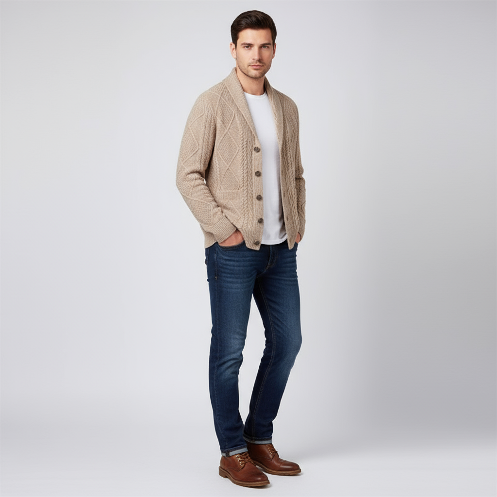 Men's Knitted Wool Cardigan | Soft Structured Button Front Layer - image 5