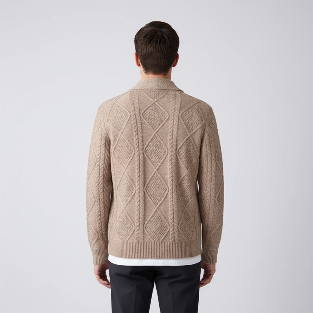Men's Knitted Wool Cardigan | Soft Structured Button Front Layer - image 7