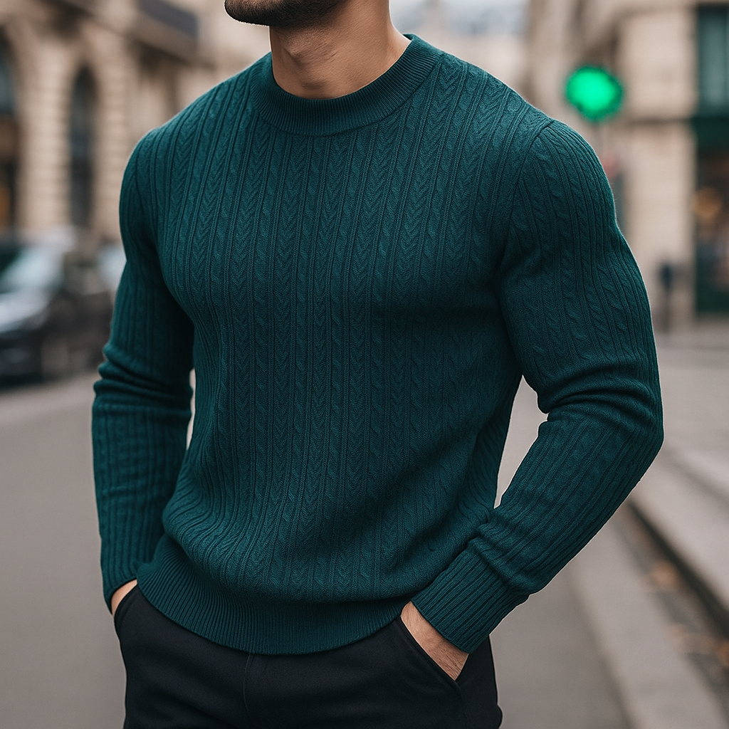 Men's Knitted Wool Sweater | Structured Soft Knit - image 1