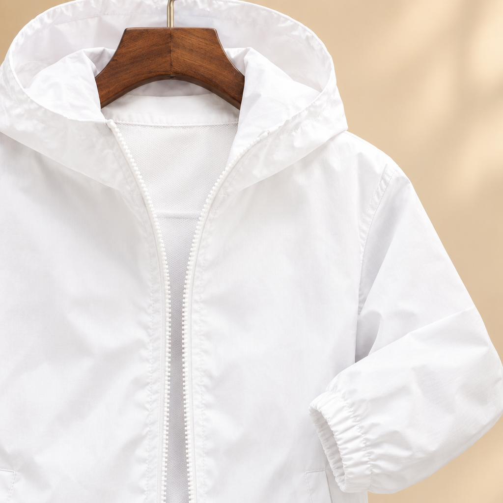 Hooded Jacket additional view 2 showing the fixed hood and streamlined zip front