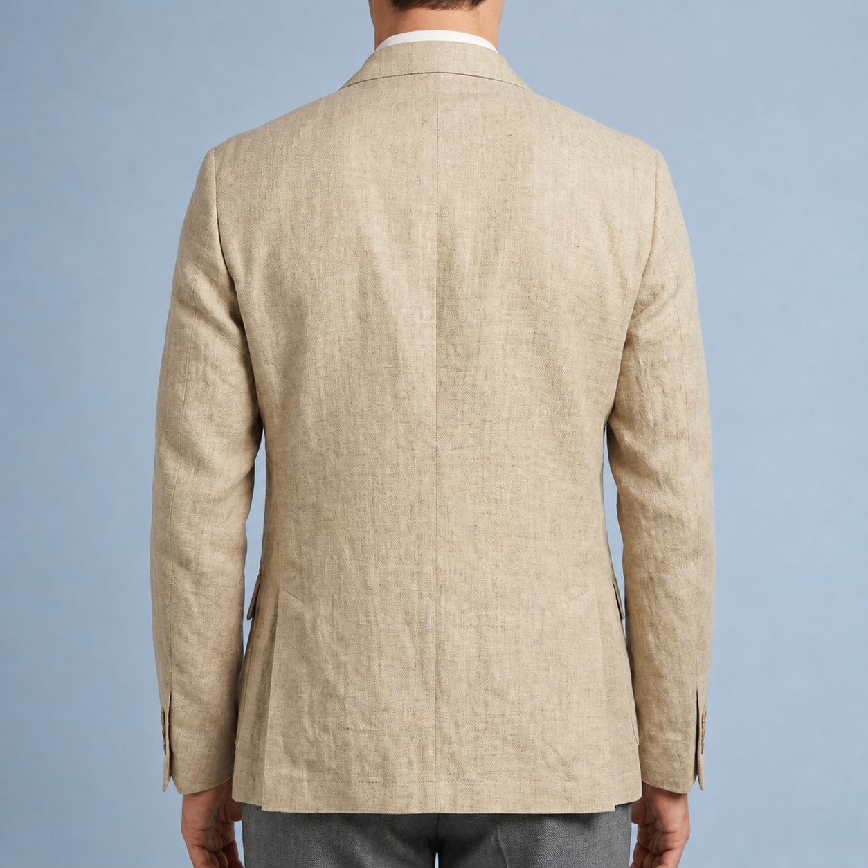 Cream blazer, back view with center seam