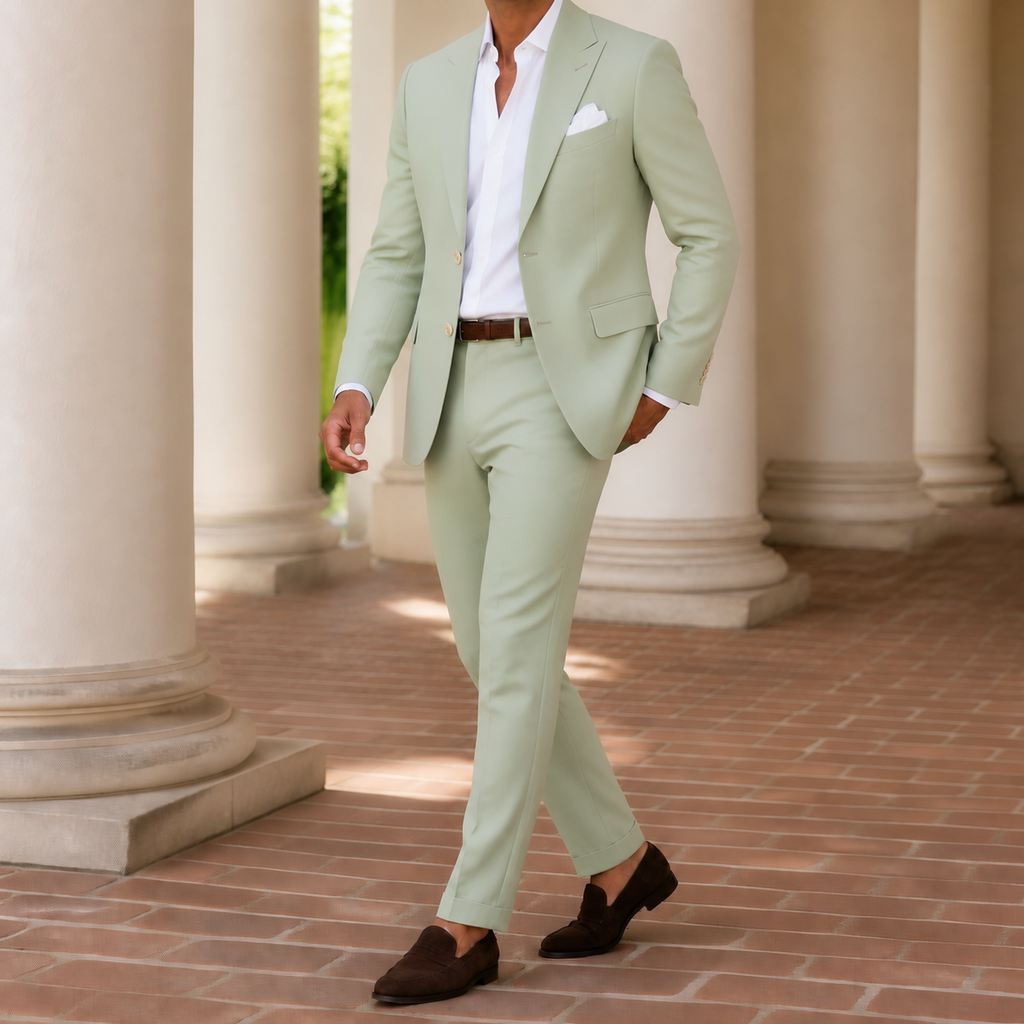 Light green two-piece suit