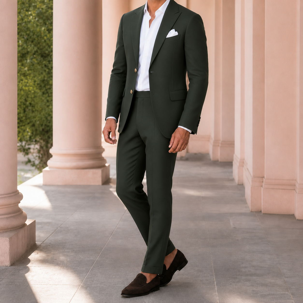Dark green two-piece suit