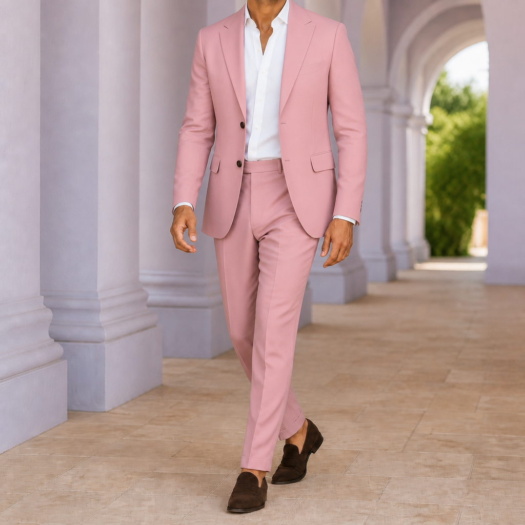 Pink two-piece suit