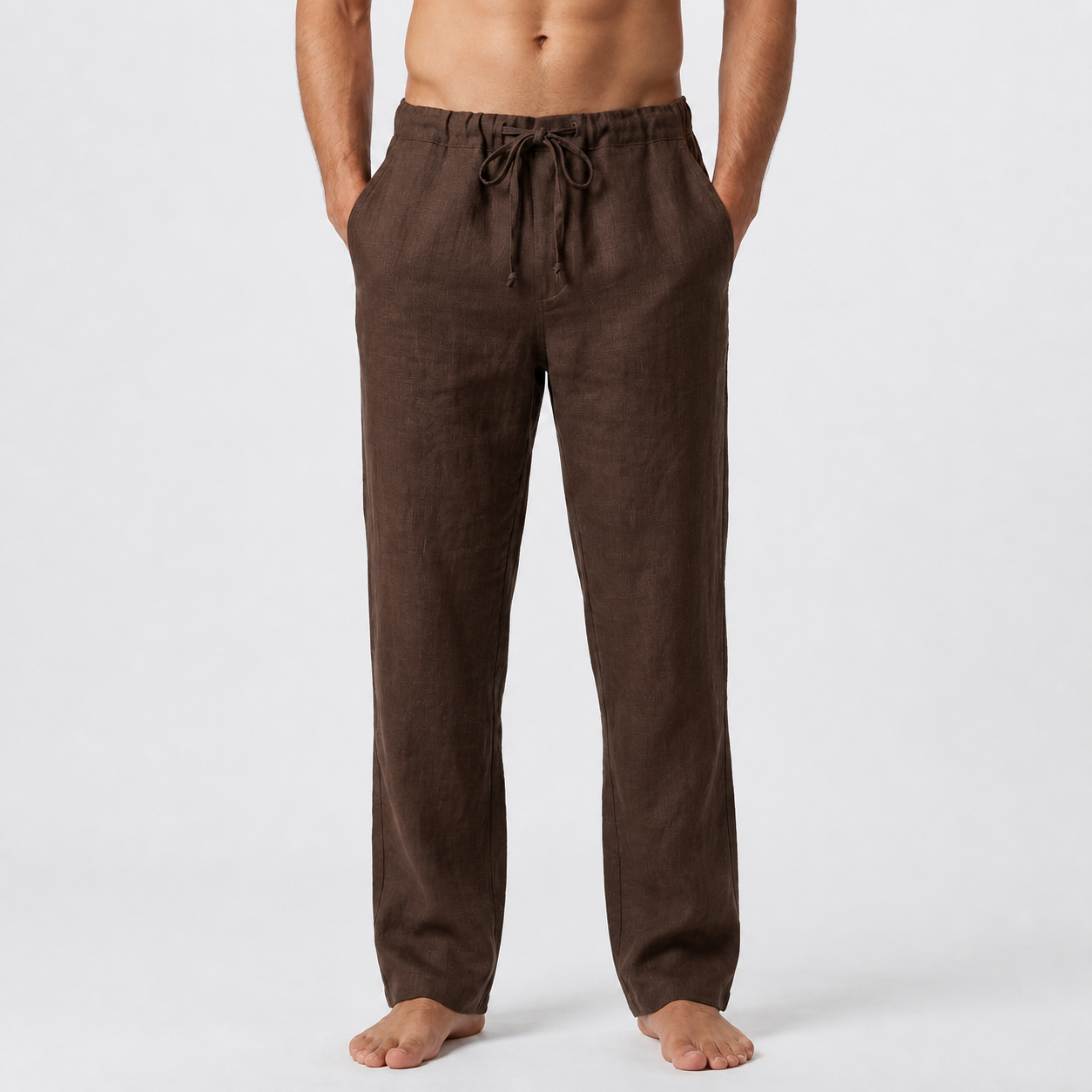 Brown drawstring trousers