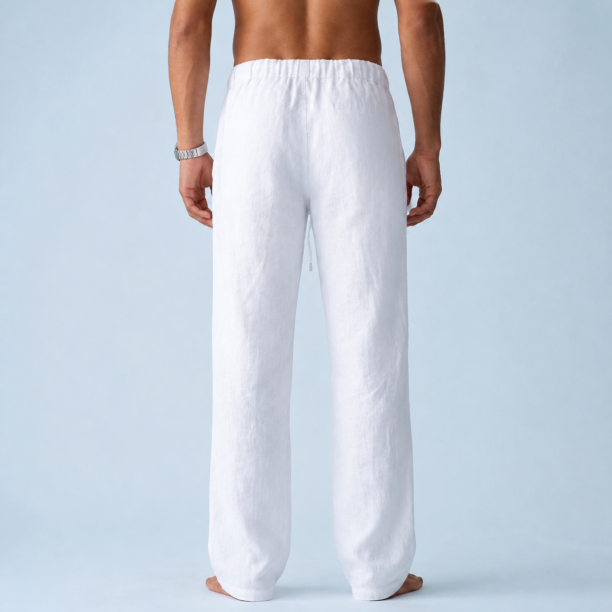 White drawstring trousers BACK VIEW