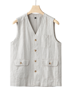Men's Linen Vest | Indigo Button Front Layer - image 2