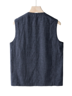 Men's Linen Vest | Indigo Button Front Layer - image 3