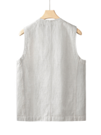 Men's Linen Vest | Indigo Button Front Layer - image 5