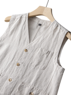 Men's Linen Vest | Indigo Button Front Layer - image 6