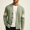 Men's Merino Blend Cardigan | Striped Sleeve Knit - image 1