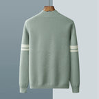 Men's Merino Blend Cardigan | Striped Sleeve Knit - image 10