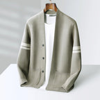 Men's Merino Blend Cardigan | Striped Sleeve Knit - image 11