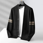 Men's Merino Blend Cardigan | Striped Sleeve Knit - image 4
