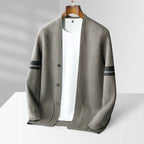 Men's Merino Blend Cardigan | Striped Sleeve Knit - image 5