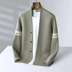 Men's Merino Blend Cardigan | Striped Sleeve Knit - image 6