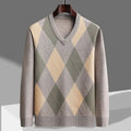 Men's Merino V Neck Sweater | Classic Argyle Lightweight Knit - image 2