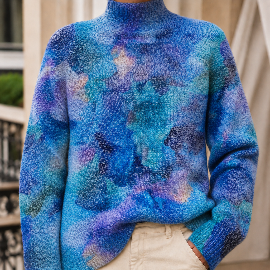 Men's Patterned Turtleneck Sweater | Relaxed Textured Knit - image 4