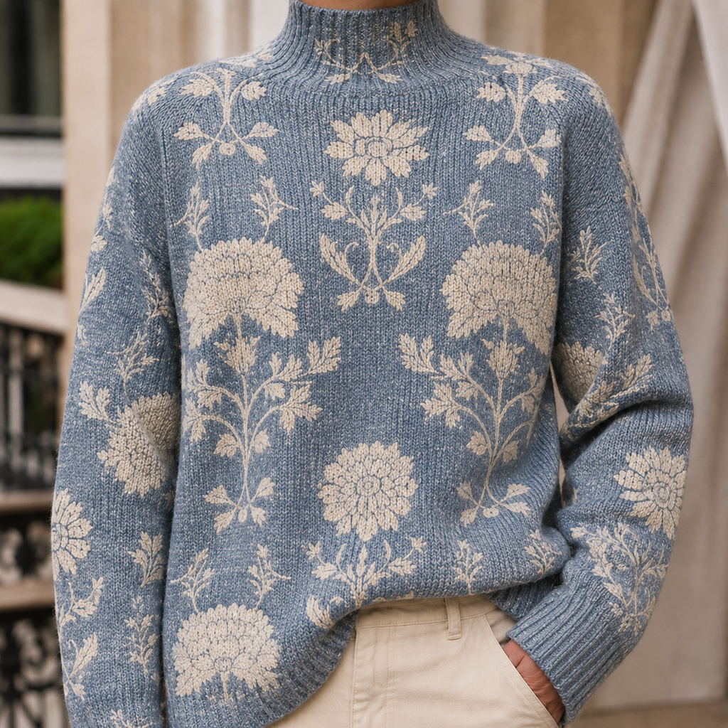 Men's Patterned Turtleneck Sweater | Relaxed Textured Knit - image 5