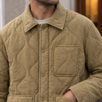 Quilted Jacket detail view 2 showing the wave quilting and three patch pockets.