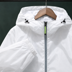 Reflective Jacket additional view 2 showing the reflective zip trim and drawcord hood