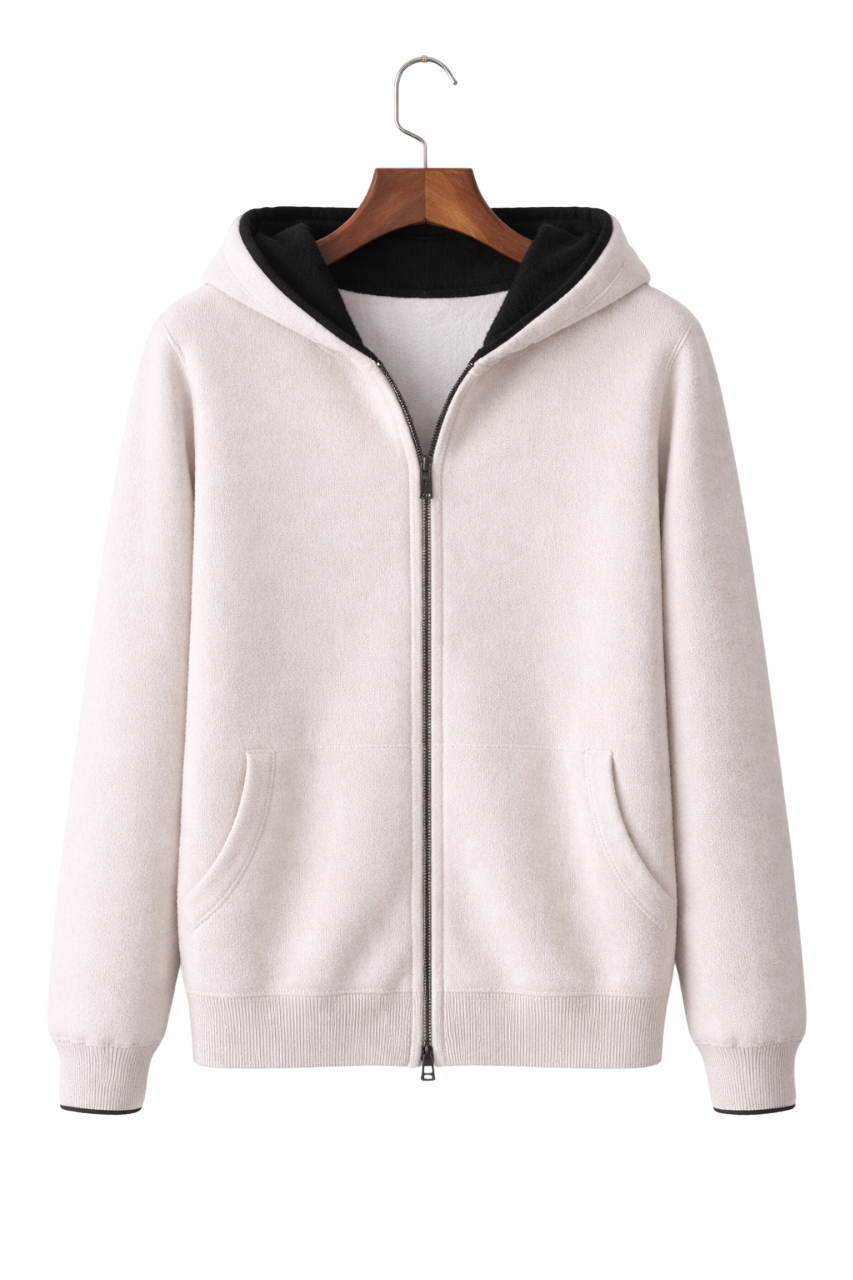 Men's Reversible Wool Zip Hoodie | Two Way Layer With Pockets - image 1