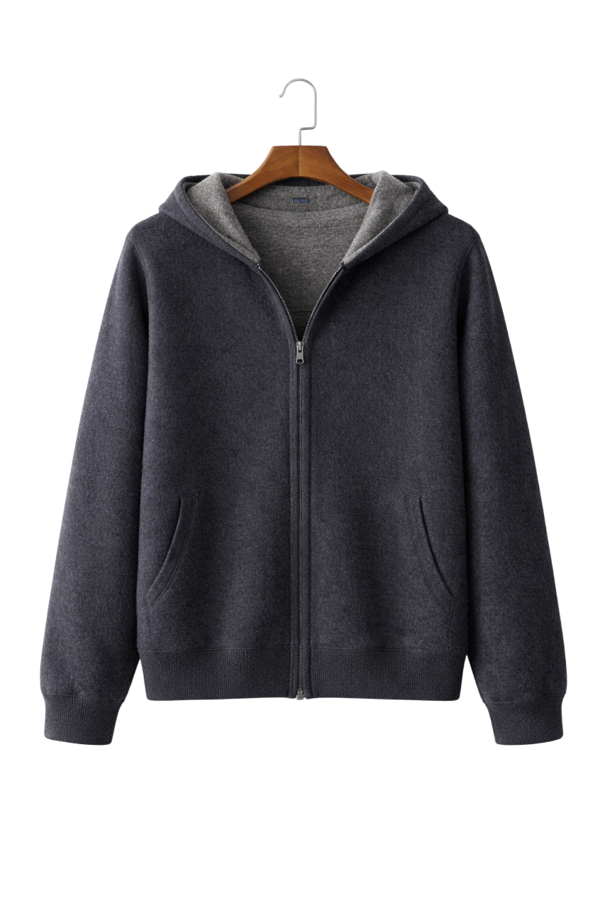 Men's Reversible Wool Zip Hoodie | Two Way Layer With Pockets - image 10