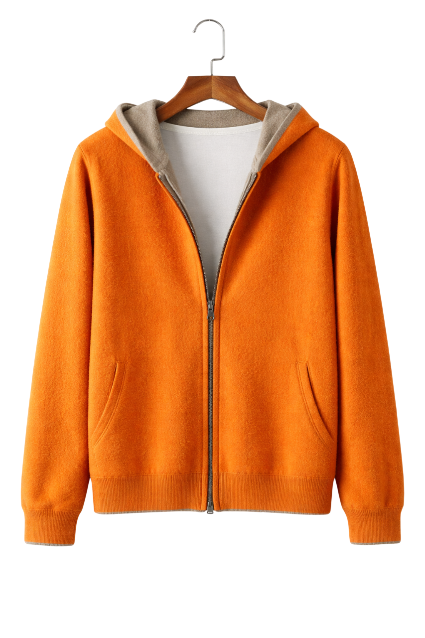 Men's Reversible Wool Zip Hoodie | Two Way Layer With Pockets - image 2