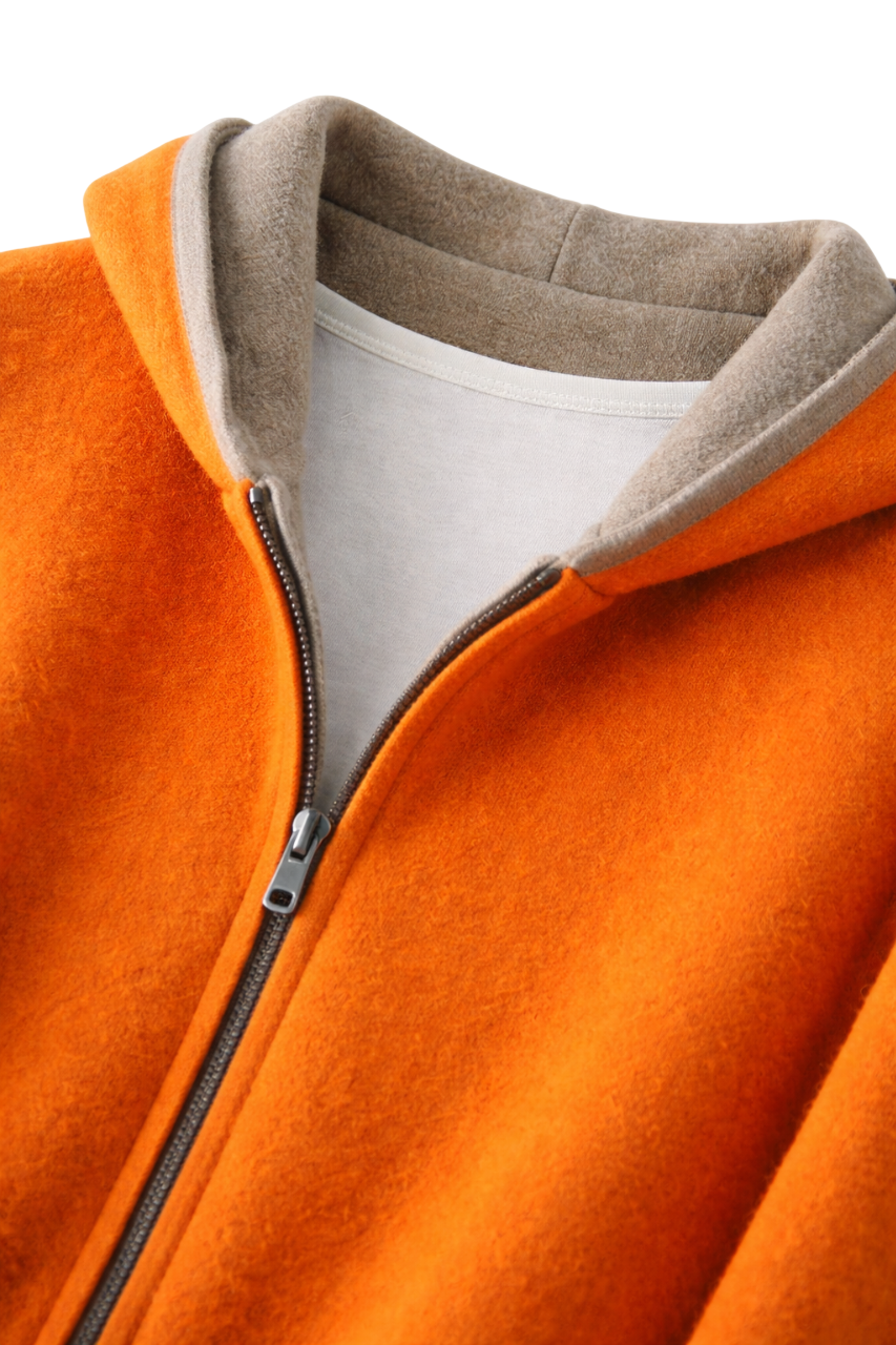 Men's Reversible Wool Zip Hoodie | Two Way Layer With Pockets - image 3