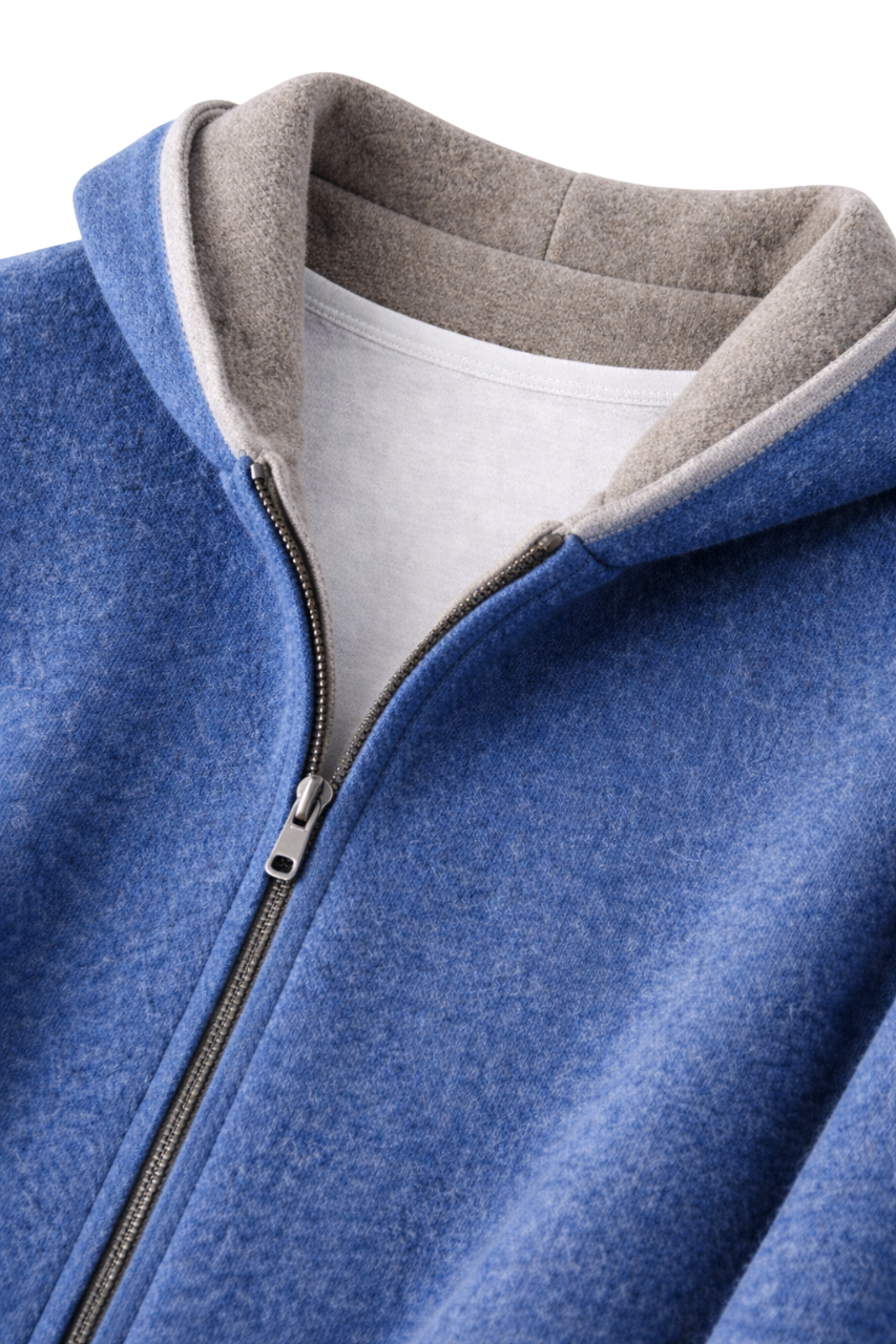 Men's Reversible Wool Zip Hoodie | Two Way Layer With Pockets - image 7