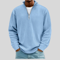 Men's Ribbed Half Zip Sweater | Cotton Blend Relaxed Knit - image 1