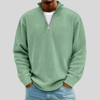 Men's Ribbed Half Zip Sweater | Cotton Blend Relaxed Knit - image 4