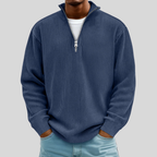 Men's Ribbed Half Zip Sweater | Cotton Blend Relaxed Knit - image 5