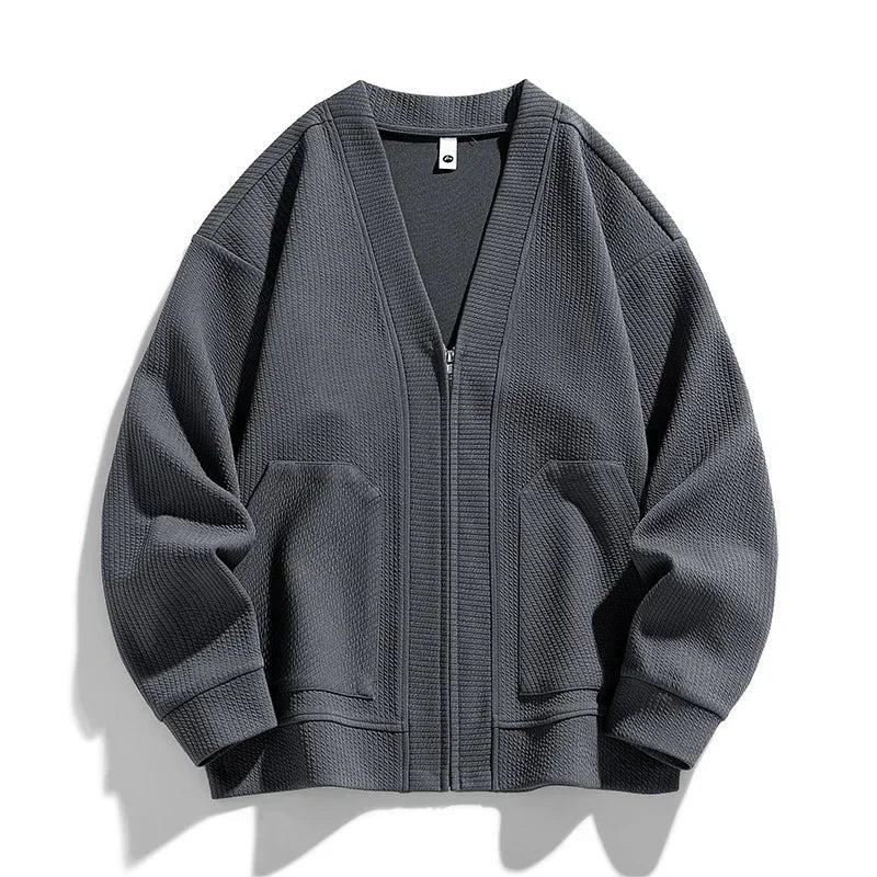 Men's Ribbed Zip Cardigan | Relaxed Knit With Patch Pockets - image 3