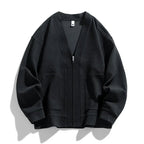 Men's Ribbed Zip Cardigan | Relaxed Knit With Patch Pockets - image 4