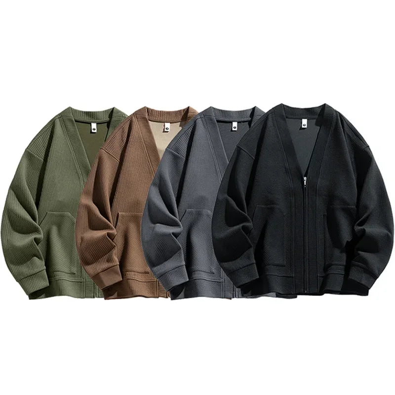 Men's Ribbed Zip Cardigan | Relaxed Knit With Patch Pockets - image 6
