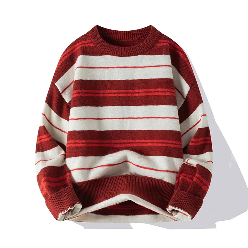 Men's Stripe Sweater | Soft Cotton Blend Crew Neck Knit - image 4