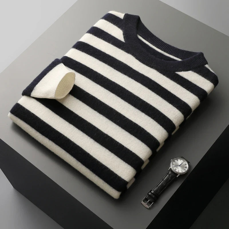 Men's Striped Crew Neck Sweater | Soft Touch Everyday Knit - image 6
