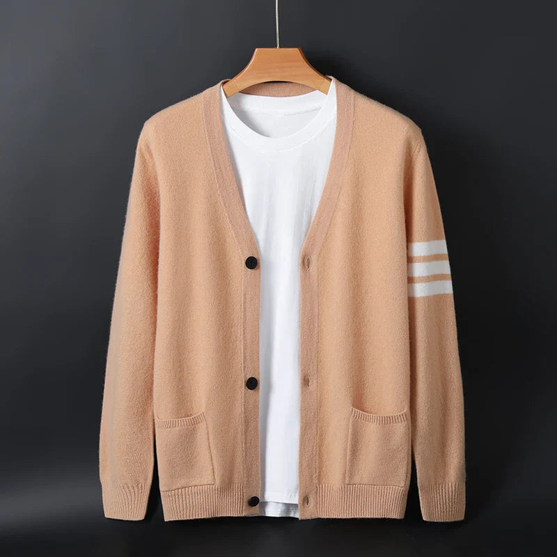 Men's Striped Sleeve Cardigan | Button Front Knit - image 2