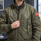 Tactical Jacket detail view 2 showing the ribbed trims and multiple zipped pockets.